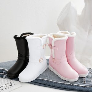 Women's Mid-Calf Fashion Boots with Hidden Wedge Heel
