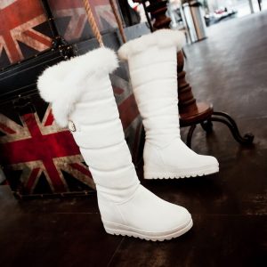 Women's High Shaft Knight Boots Low Heel Hidden Wedge Round Toe Winter