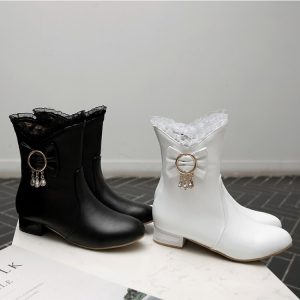 Women's Low Heel Square Heel Round Toe Short Fashion Boots