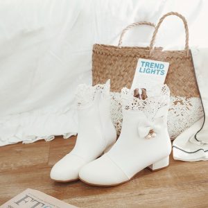 Women's Low Chunky Heel Round Toe Short Fashion Boots