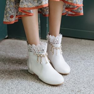 Women's Low Heel Round Toe Short Boots