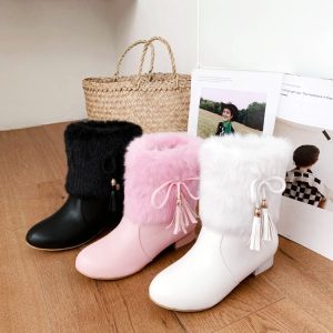 Women's Mid-Calf Fashion Boots with Low Heel and Sequin Detail