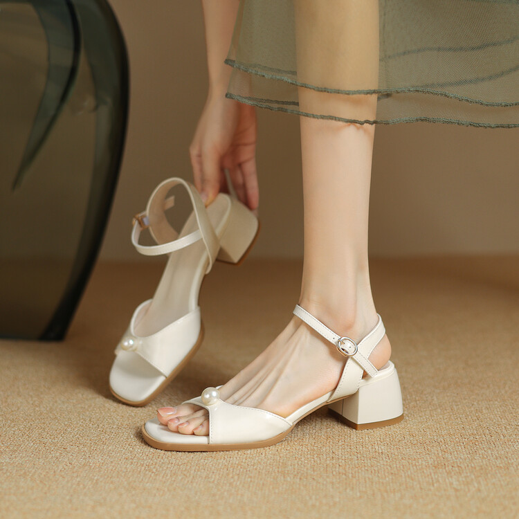 Women's Open Toe Chunky Mid Heel Sandals - Style c.html - Image 2