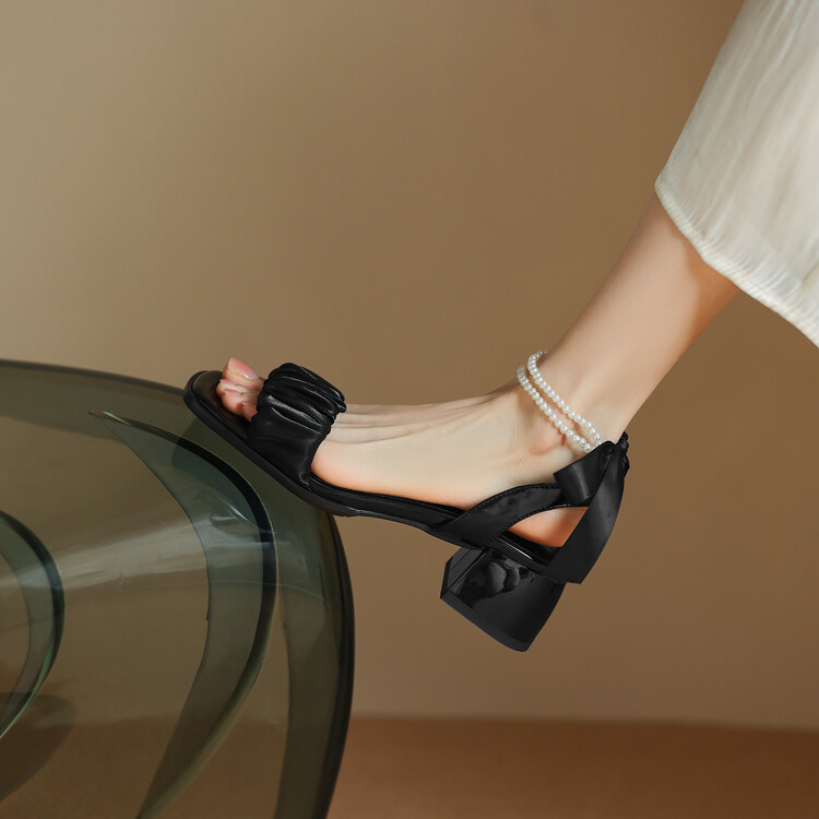 Women's Open Toe Chunky Mid Heel Sandals - Style o.html - Image 4