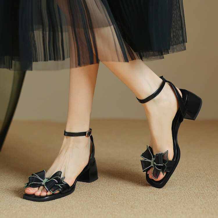Women's Open Toe Chunky Mid Heel Sandals - Style c.html - Image 3