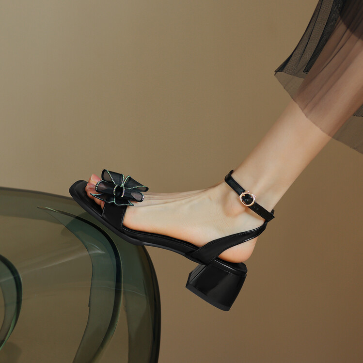 Women's Open Toe Chunky Mid Heel Sandals - Style c.html - Image 4